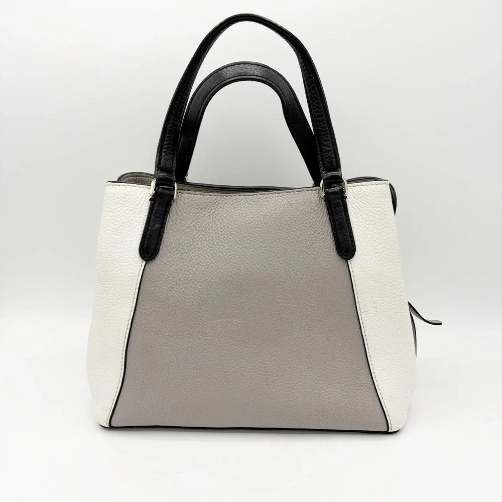 Kate Spade Purse Tote Bag Medium Gray Colorblock Leather Top Handle Handbag